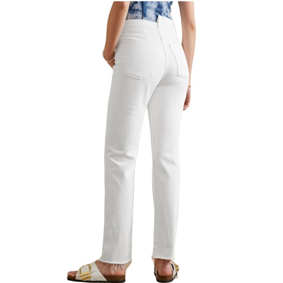 AGOLDE Criss Cross High Rise Straight Leg White Jeans Half Back Waistband Sz 28 - Picture 2 of 14